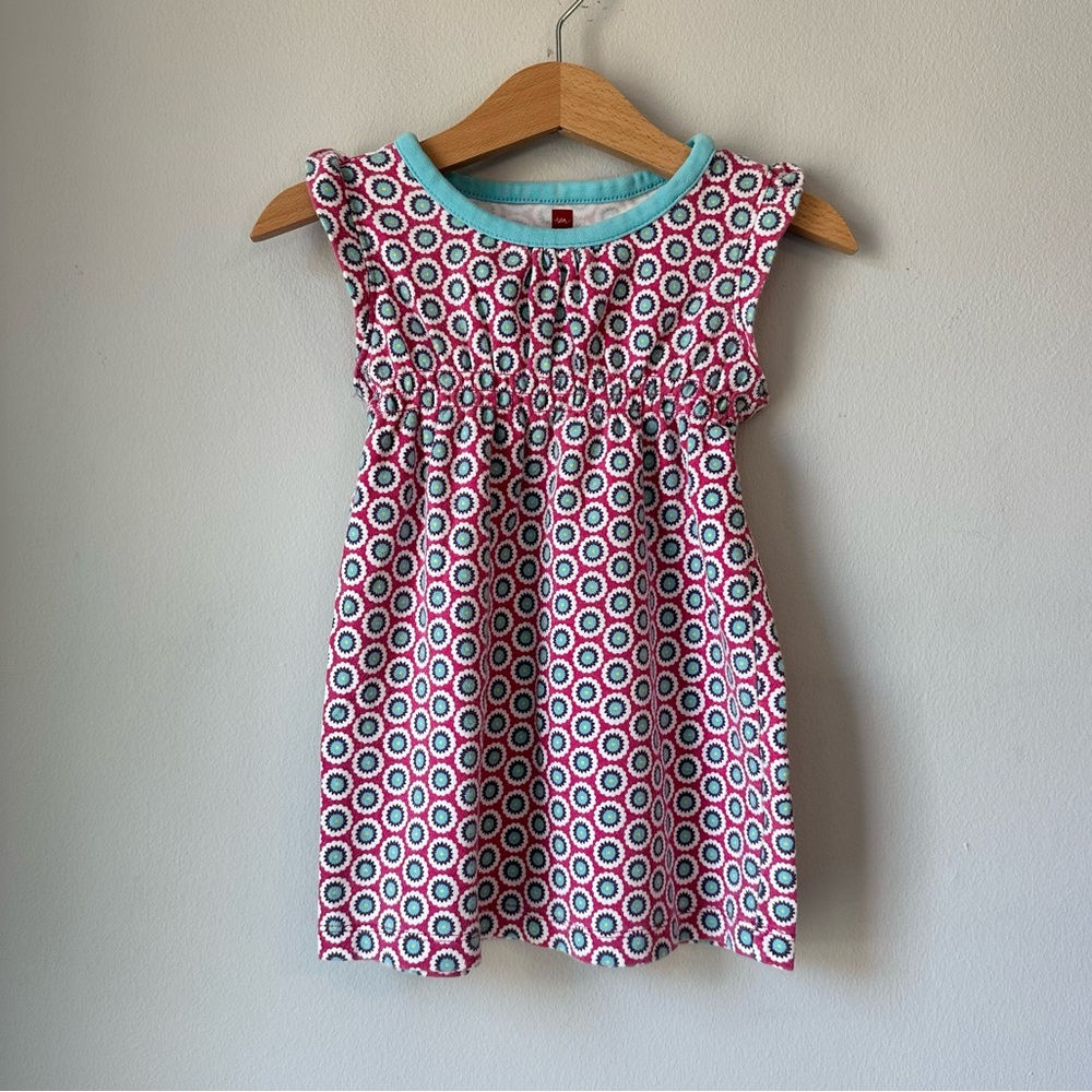 Tea Collection Pink Ruffle Sleeve Babydoll Dress Size 18-24 Months
